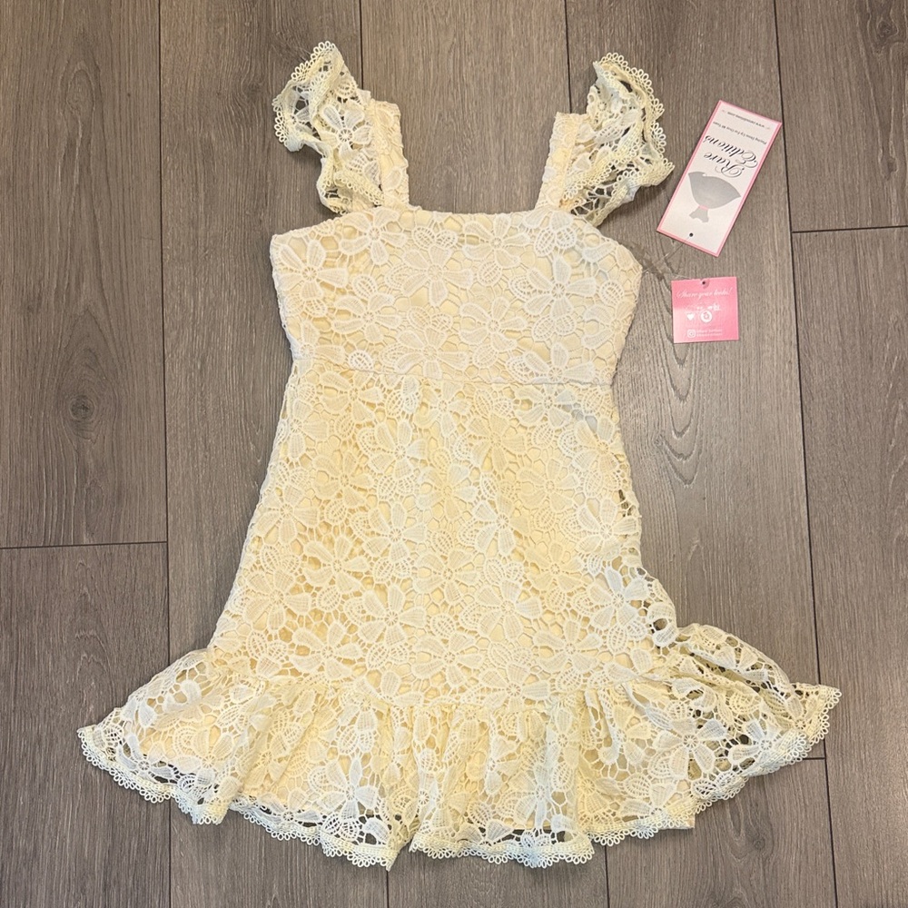Rare Editions Butter Yellow Lace Dress
